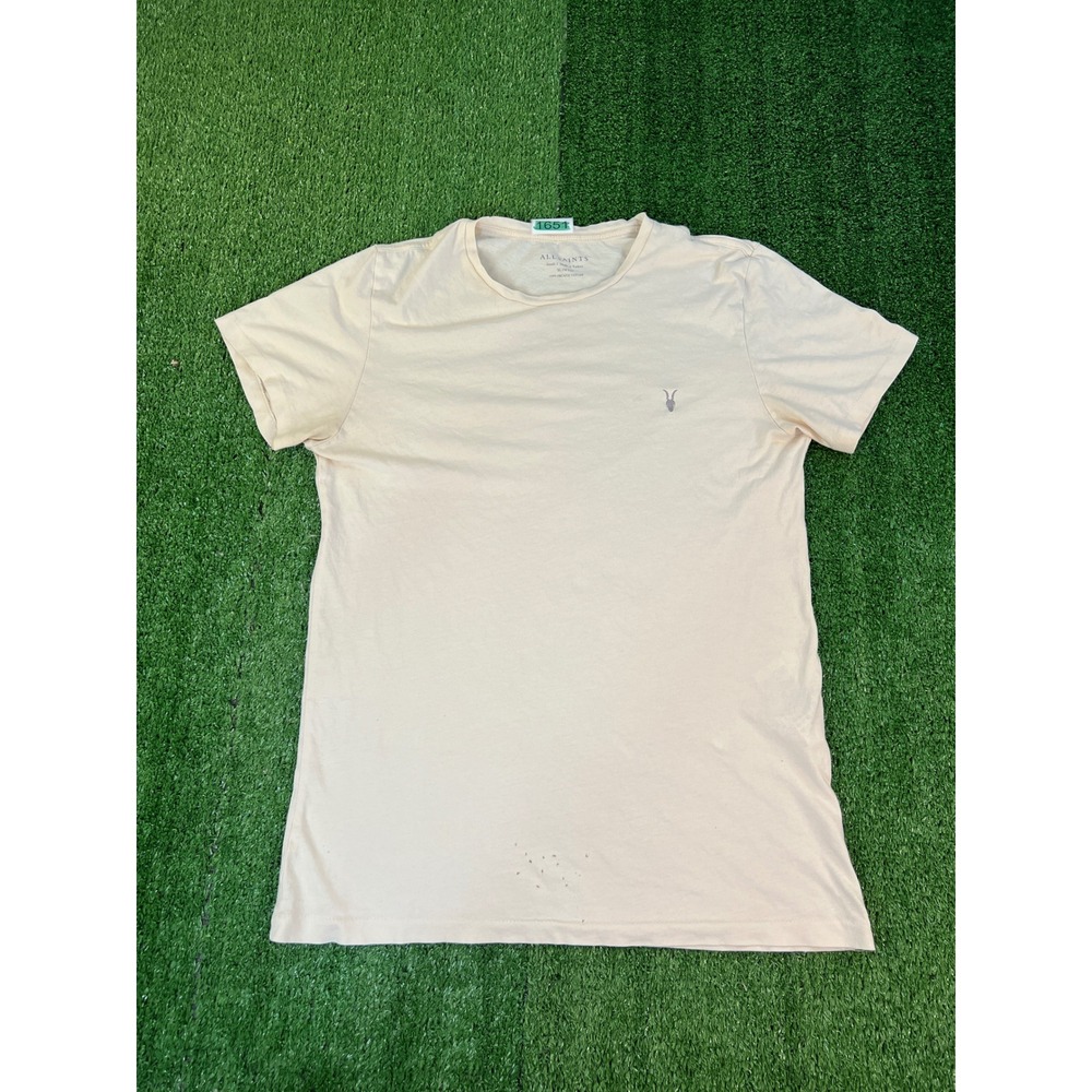 AllSaints Tonic Slim Fit Organic Cotton Ramskull Tee Off White Mens Small